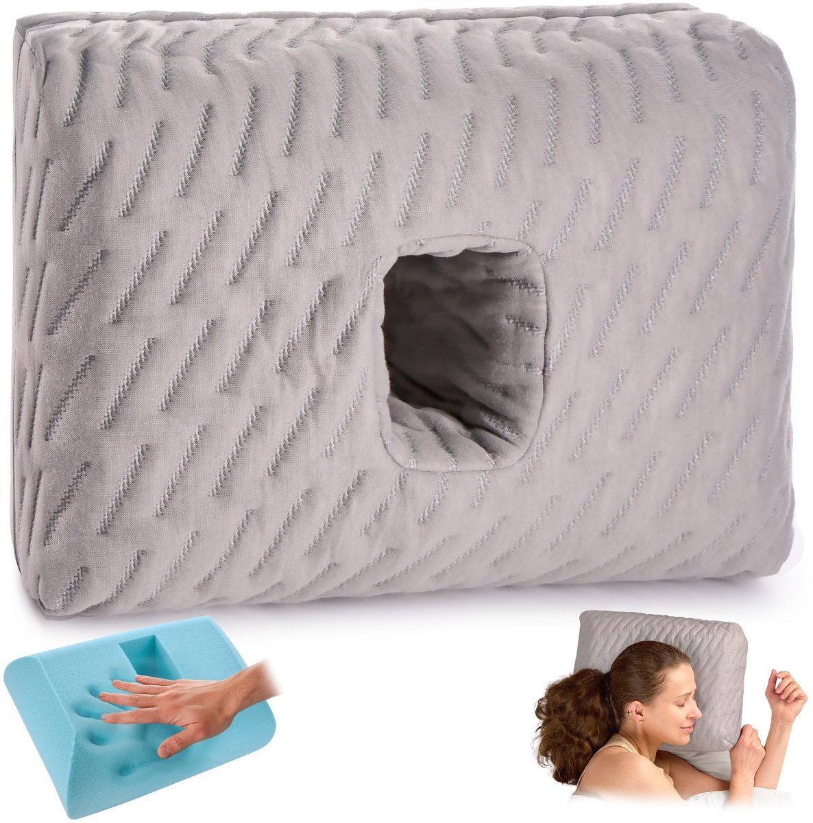 Omgoods- Oorkussen Zacht Donut Kussen - Koelend Memory Foam - Ademend Kussen - Verlicht Oorpijn - Geschikt Voor Zijslapers - Rond Design - Slaapkussen