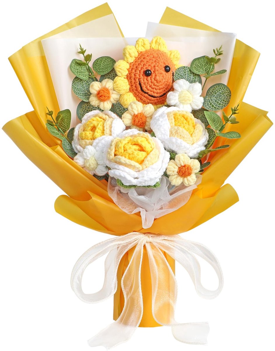 Omgoods - Handgehaakte Bloemenboeket met Zonnebloemen en Rozen
