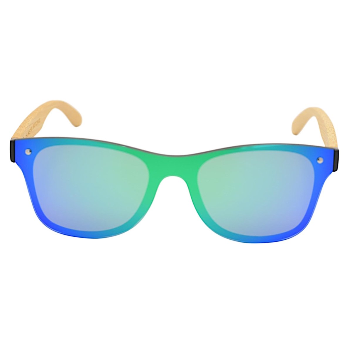 Omgoods - Unisex Spiegellensen Zonnebril met Bamboe Frame en UV400 Bescherming