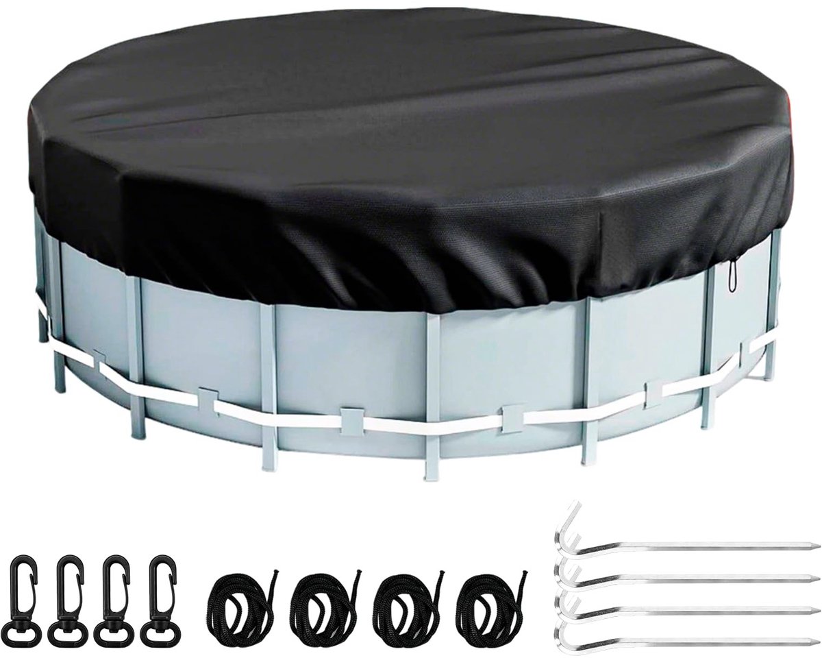 Omgoods - Ronde Boven Grond Zwembadafdekking 244 x 20 cm 210D Oxford