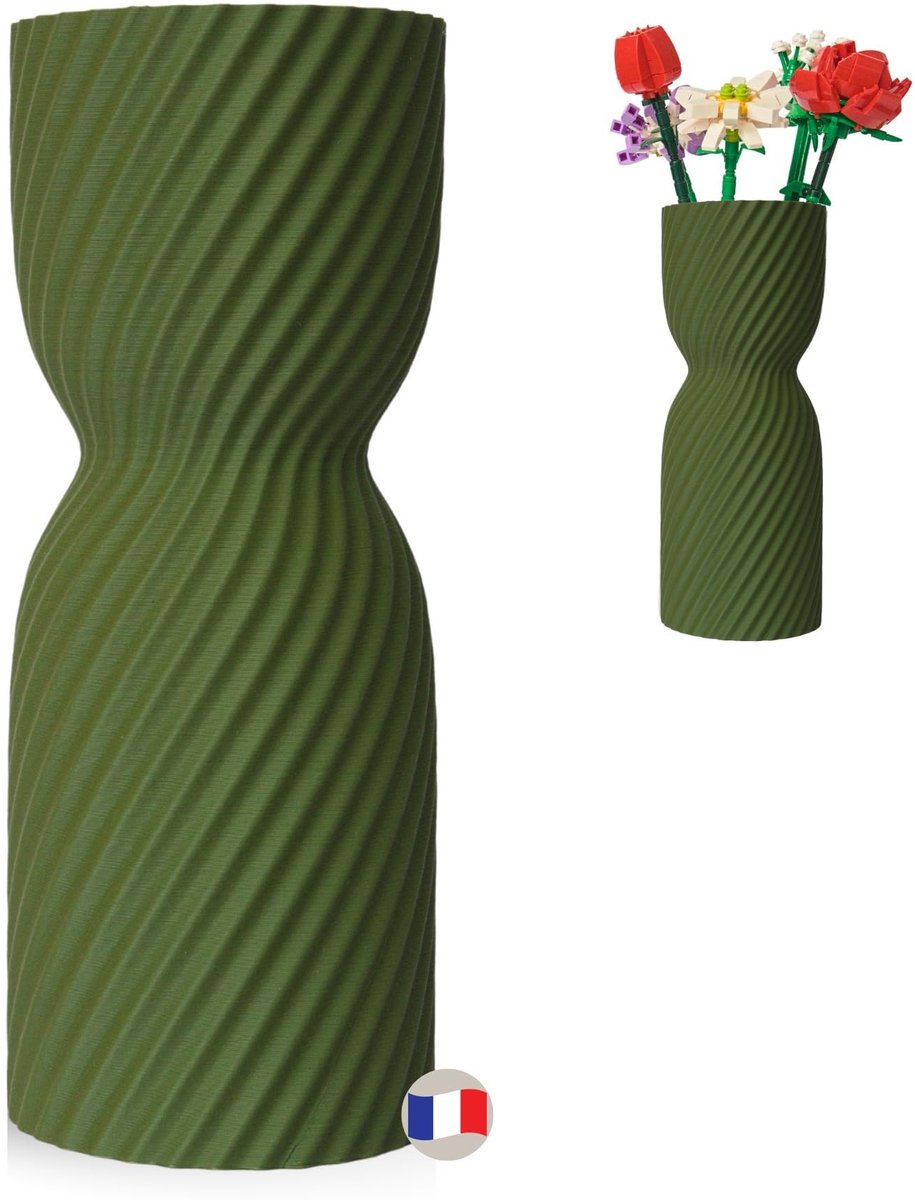 Omgoods - Franse Vaasje voor Droogbloemen, Olijfgroen