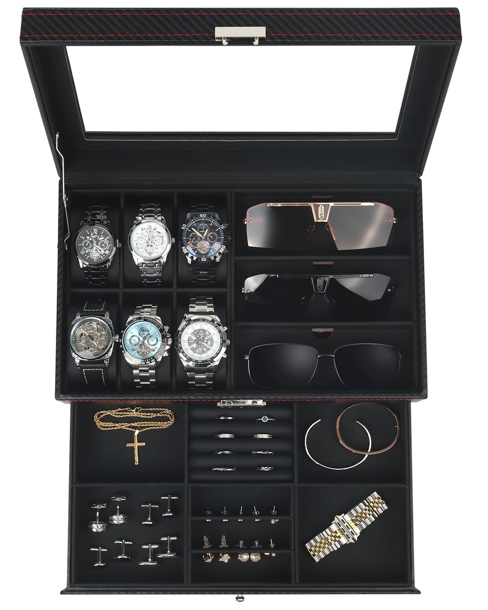 Omgoods - Luxe Horloge Organizer met 6 Vakjes en Sluiting