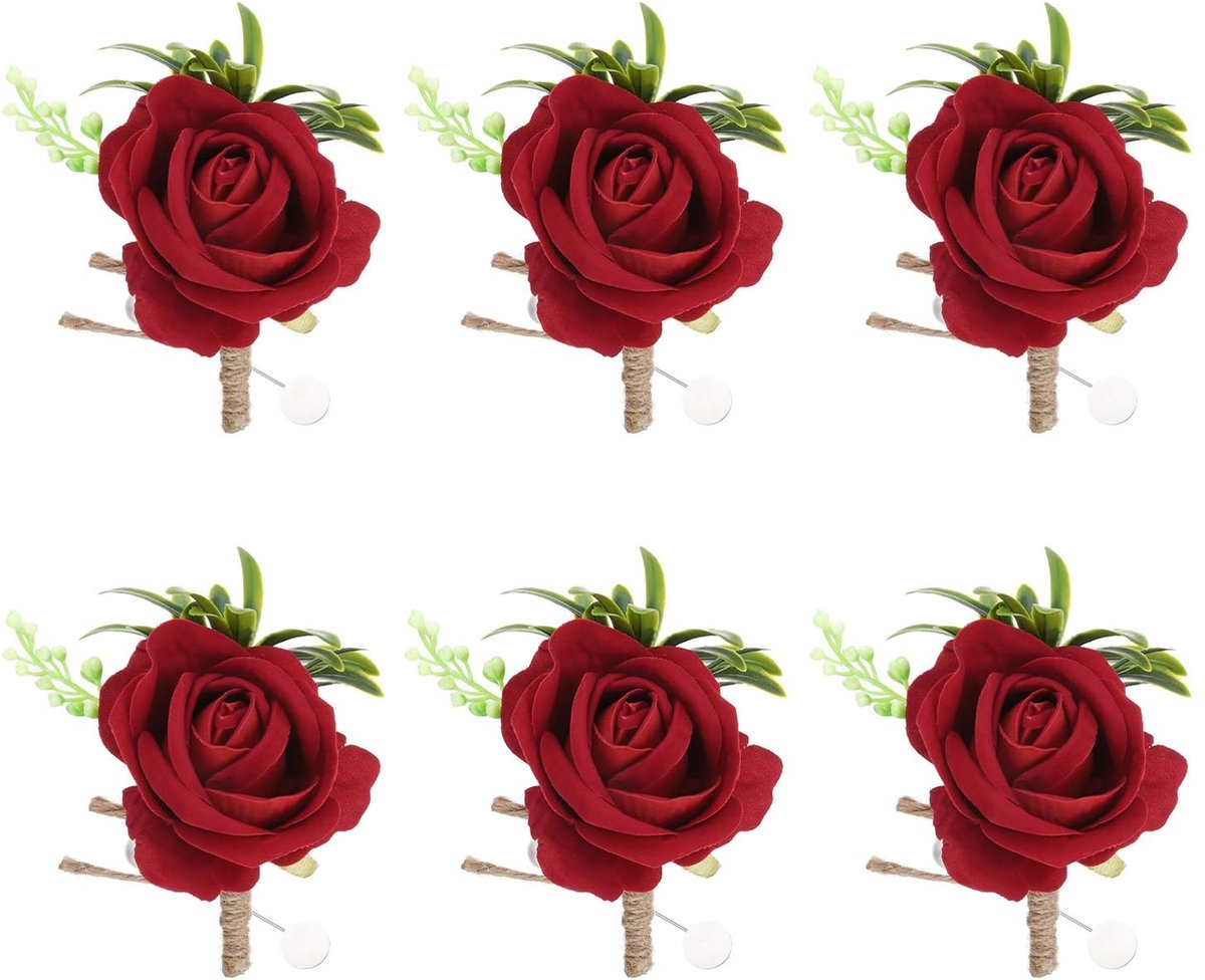 Omgoods - Set van 6 Delicate Groomsmen Bloemen voor Bruiloft