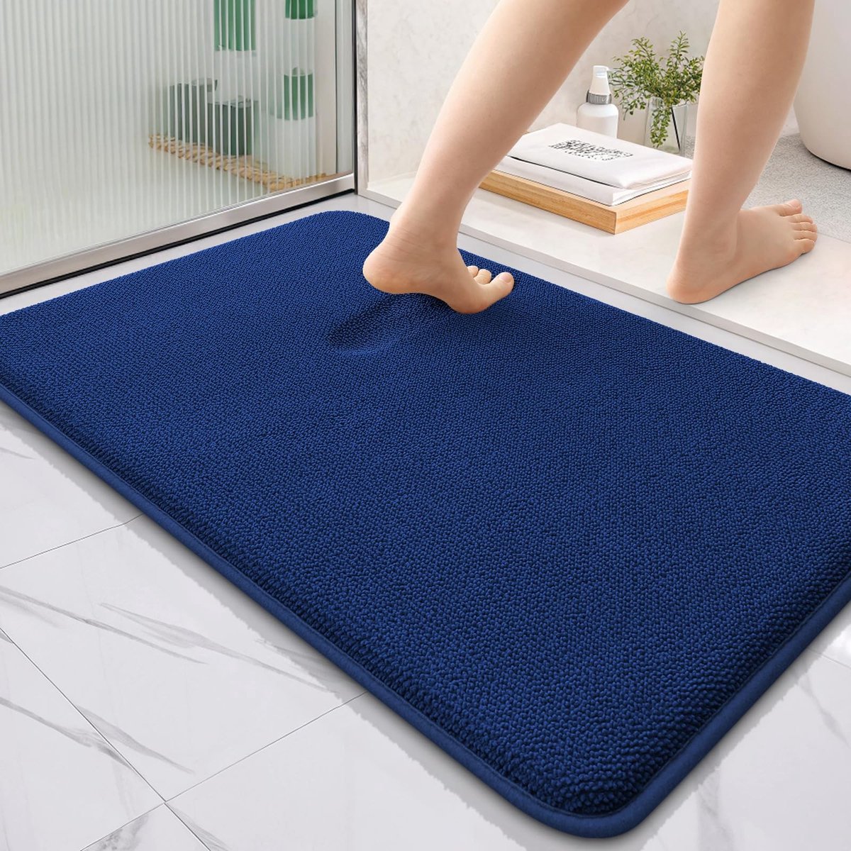 Omgoods - Memory Foam Badmat 60x90 cm, Antislip en Wasbaar, Navy Blauw