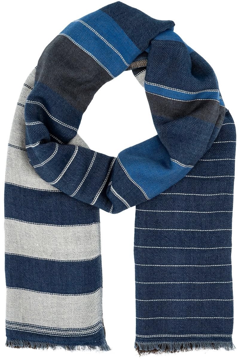 Omgoods - Mode Scarf voor Mannen in Blauw-Beige van Katoen en Viscose