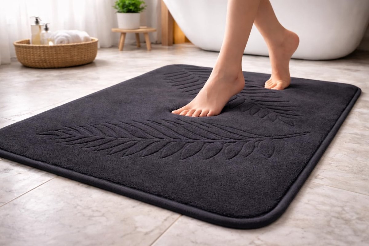 Omgoods - Antislip Badmat 50 x 80 cm Zwart, Absorberend en Wasbaar