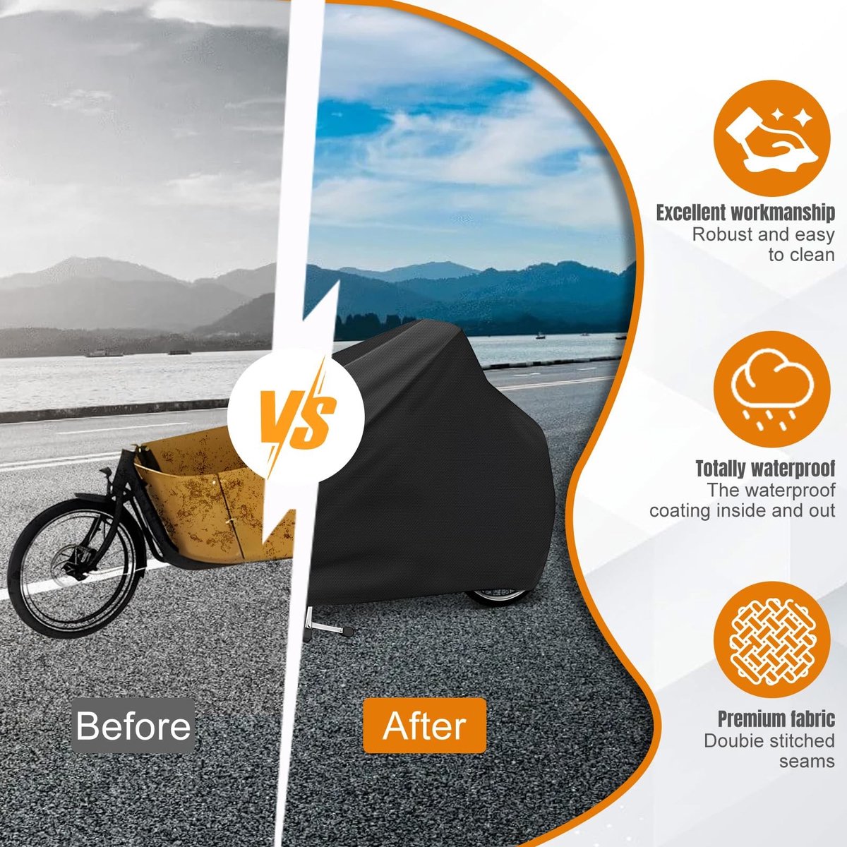 Omgoods - Waterdichte Fietscover van 600D Oxford met Gelaste Binnennaden