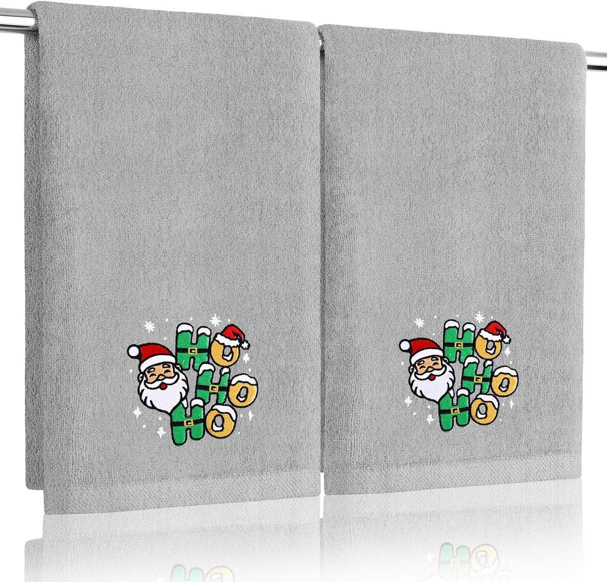 Omgoods - Grappige Kerst Handdoeken - Set van 2 met Kerstman Design