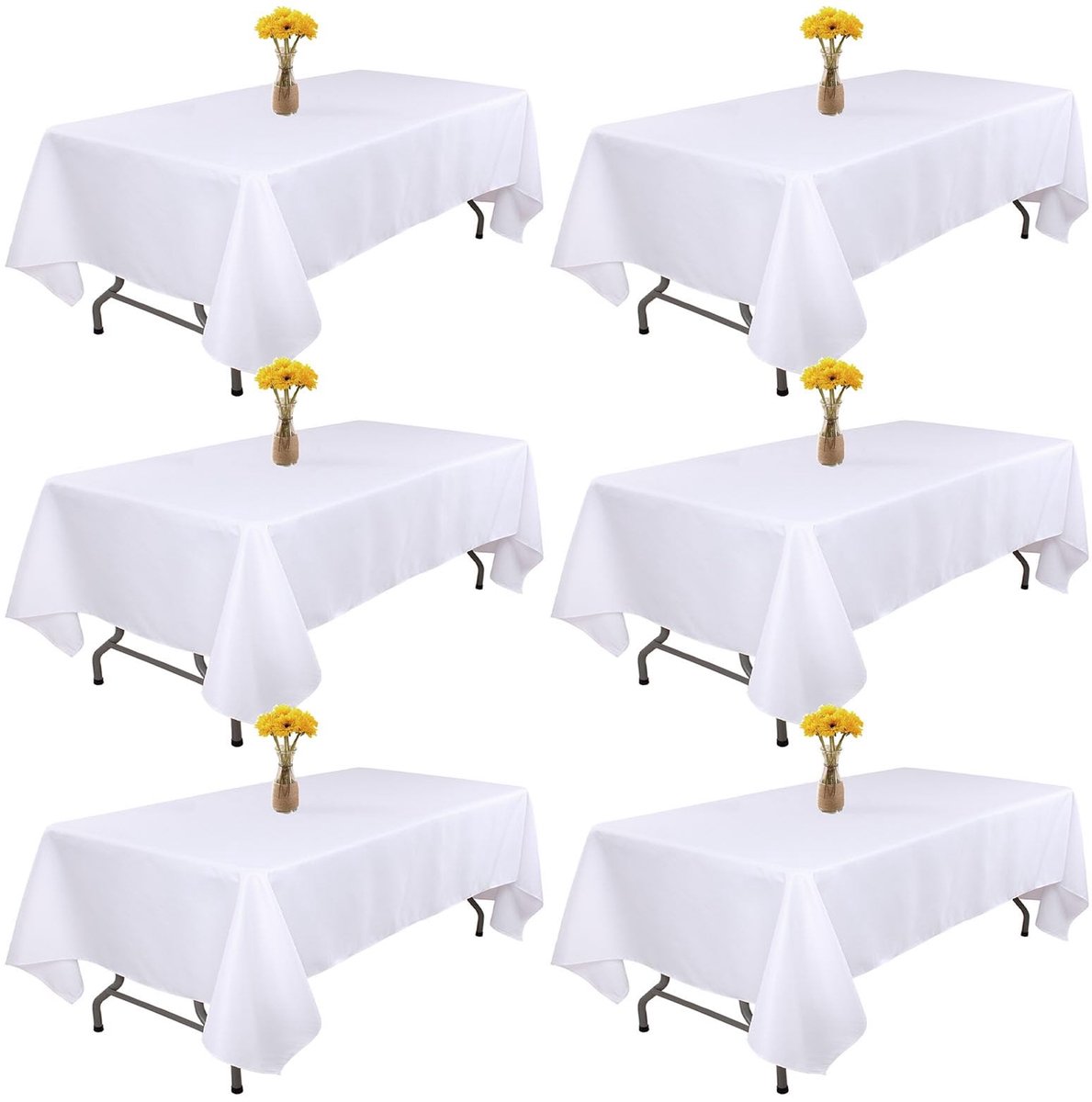 Omgoods - Set van 6 Witte Tafelkleedjes Rectangular, Wasbaar Polyester
