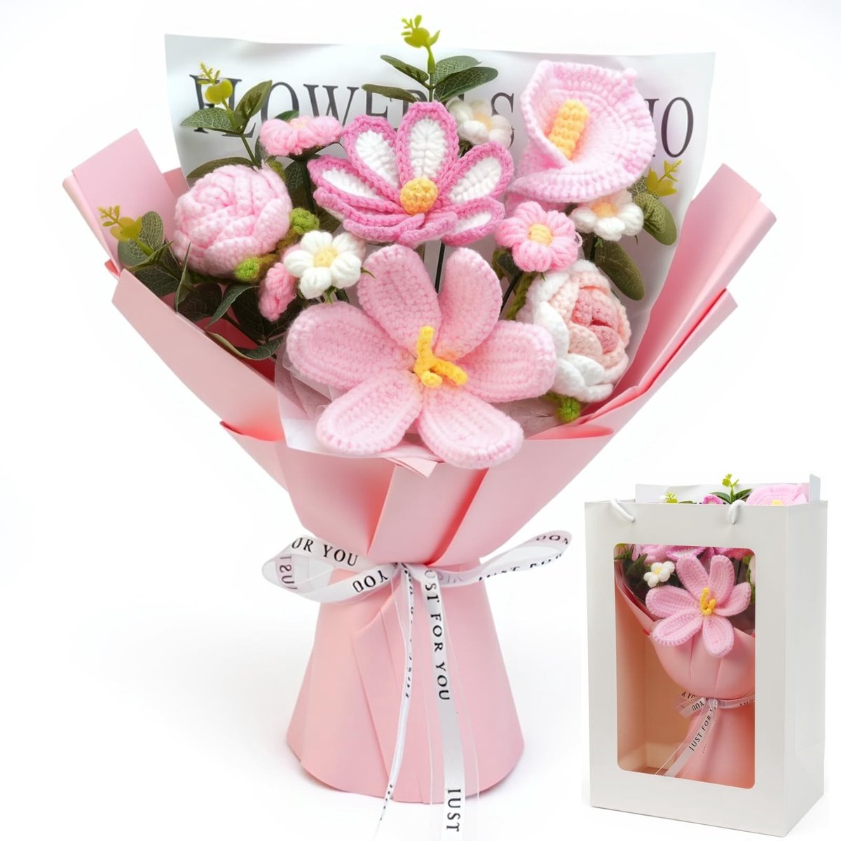 Omgoods - Handgemaakte Haakbloemen Boeket - Roze