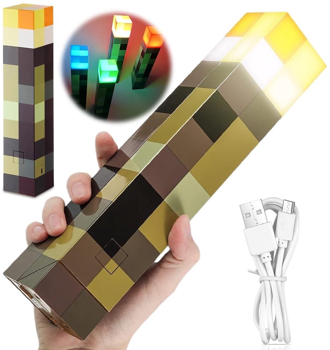 Omgoods - Wandlamp Miner Game Craft - 28cm Torch Lamp met USB Opladen voor Kinderen