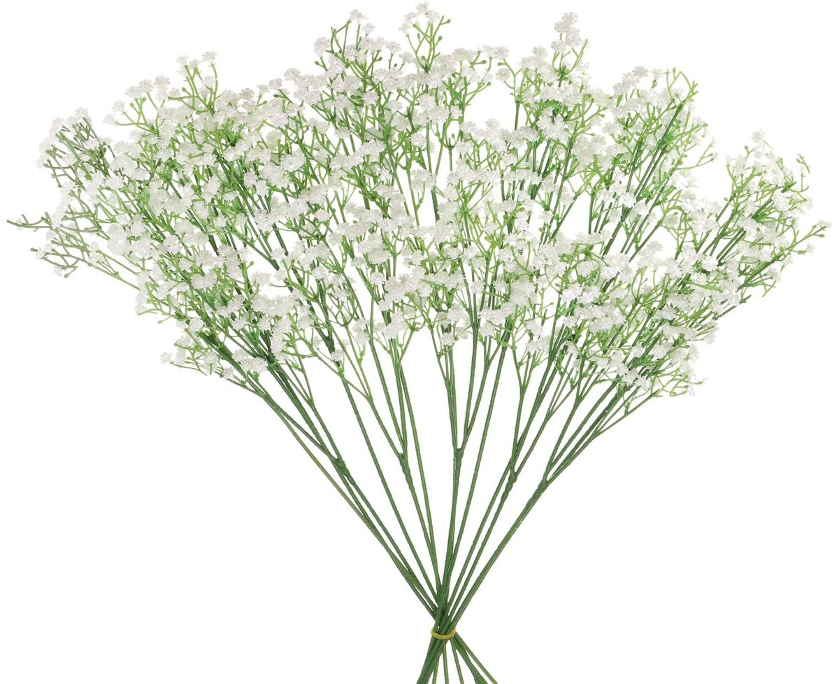 Omgoods - Set van 25 Kunstmatige Gipskruid Bloemen, Wit