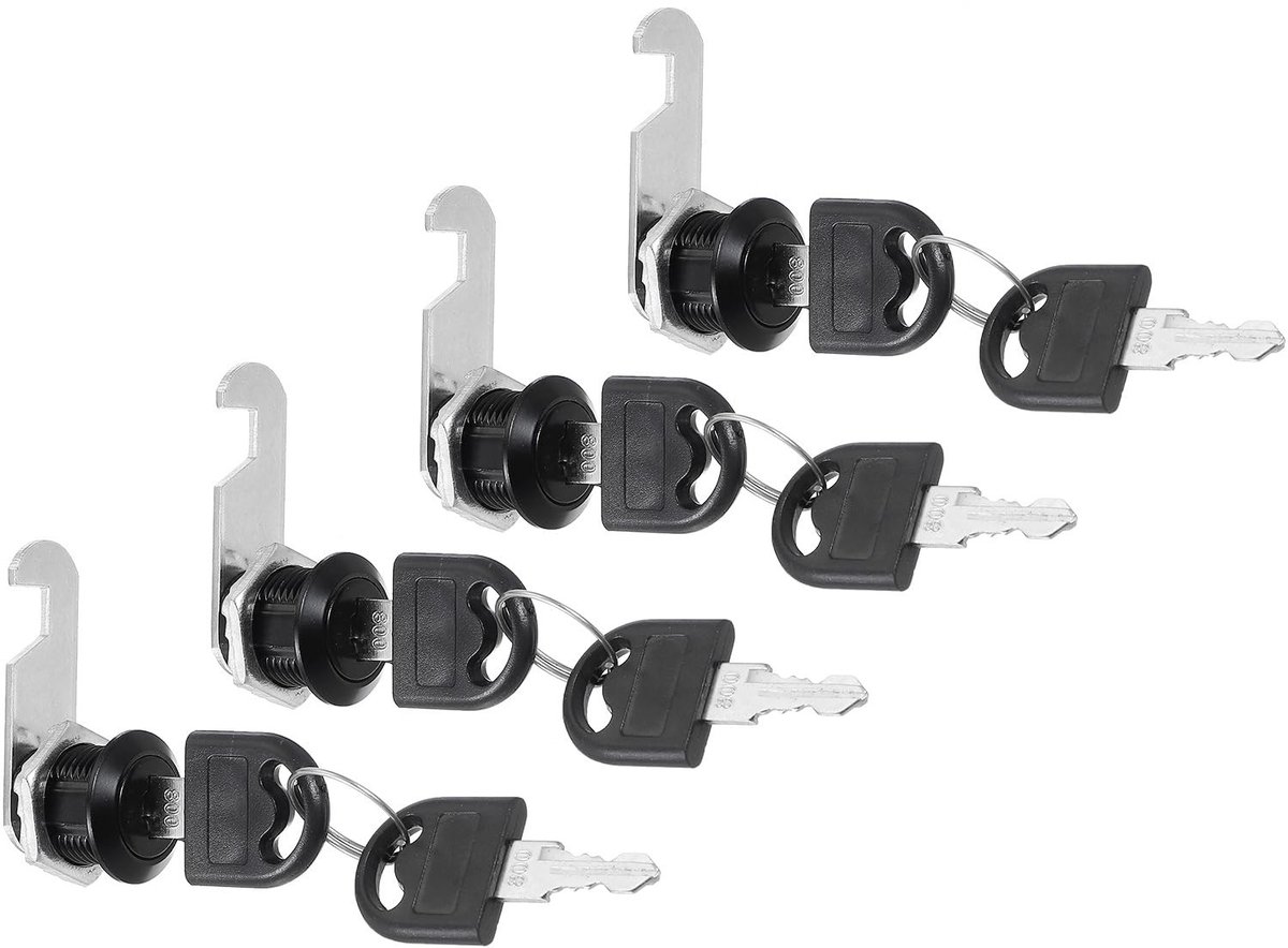 Omgoods - Veiligheidsslot voor Kastlades met Sleutels, Set van 4, Zinklegering
