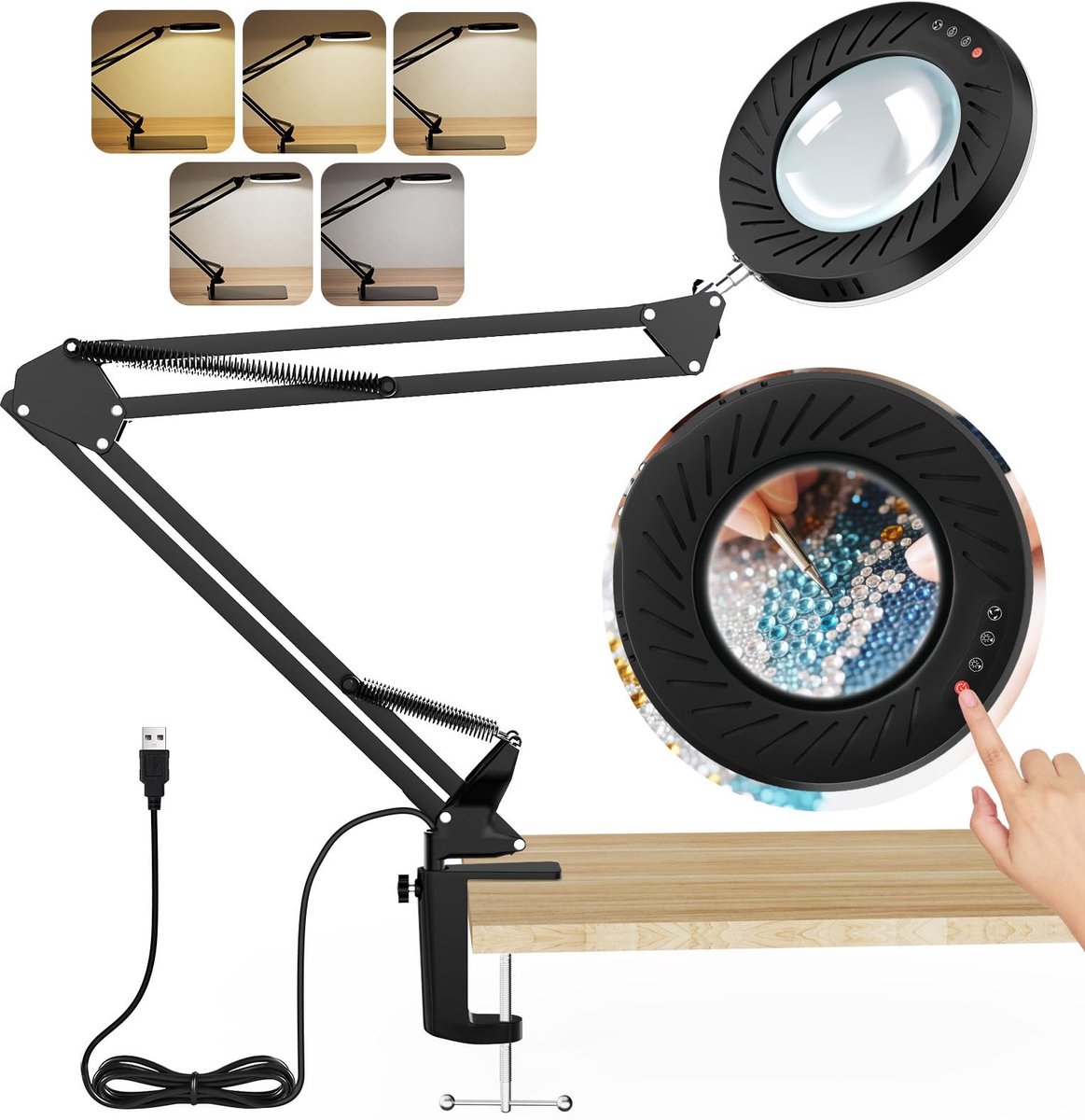 Omgoods - 10X Vergrootglas Lamp met Verstelbare Ondersteuning