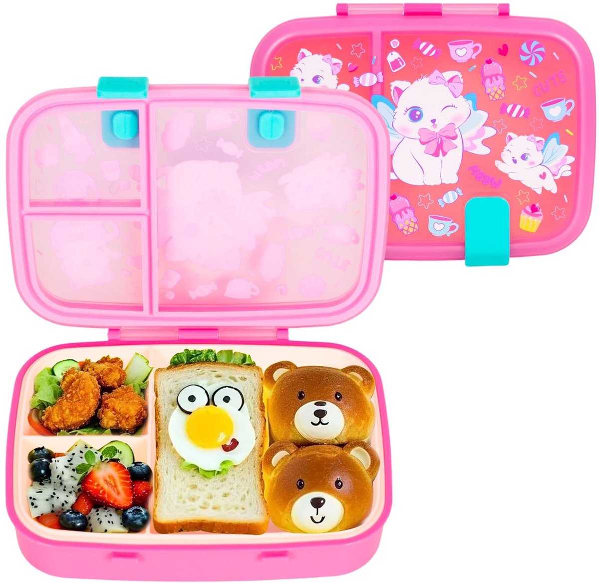 Omgoods - Bento Lunchbox voor Kinderen - 800ml, BPA-vrij en Lekvrij met 3 Compartimenten