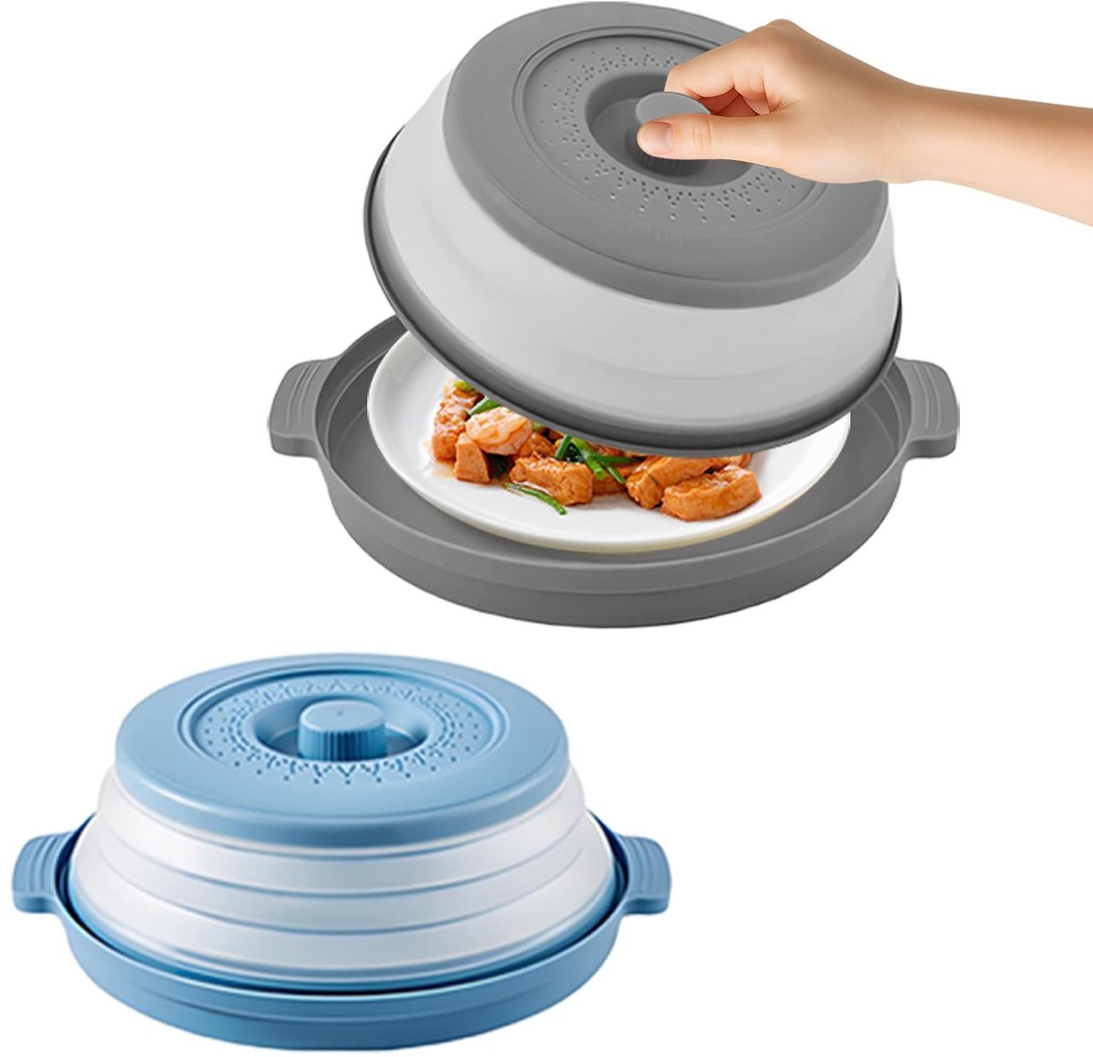Omgoods - Set van 2 Vouwbare Magnetron Deksel met Stoomgaatjes