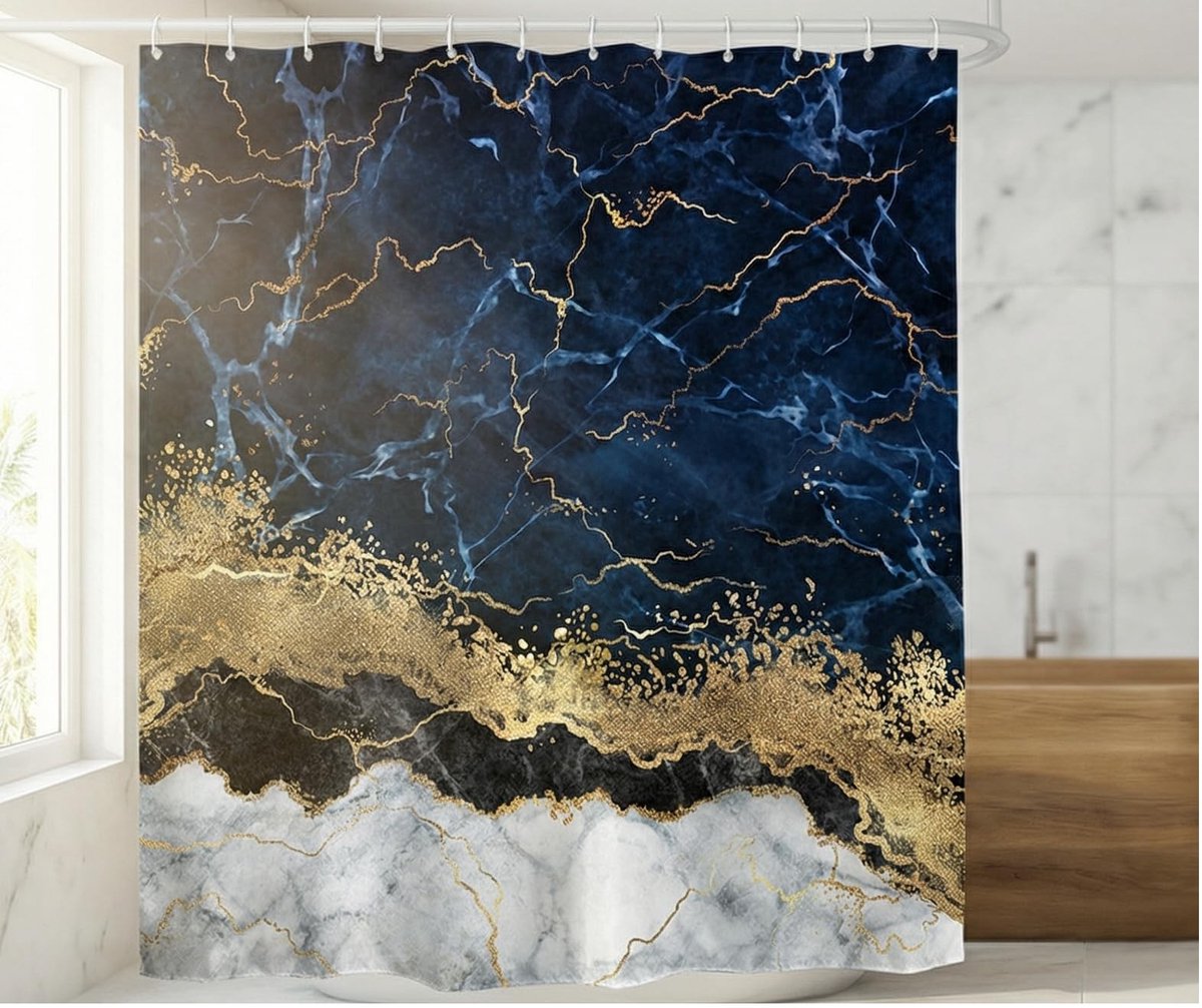 Omgoods - Luxe Waterdichte Douchegordijn met Marmerprint