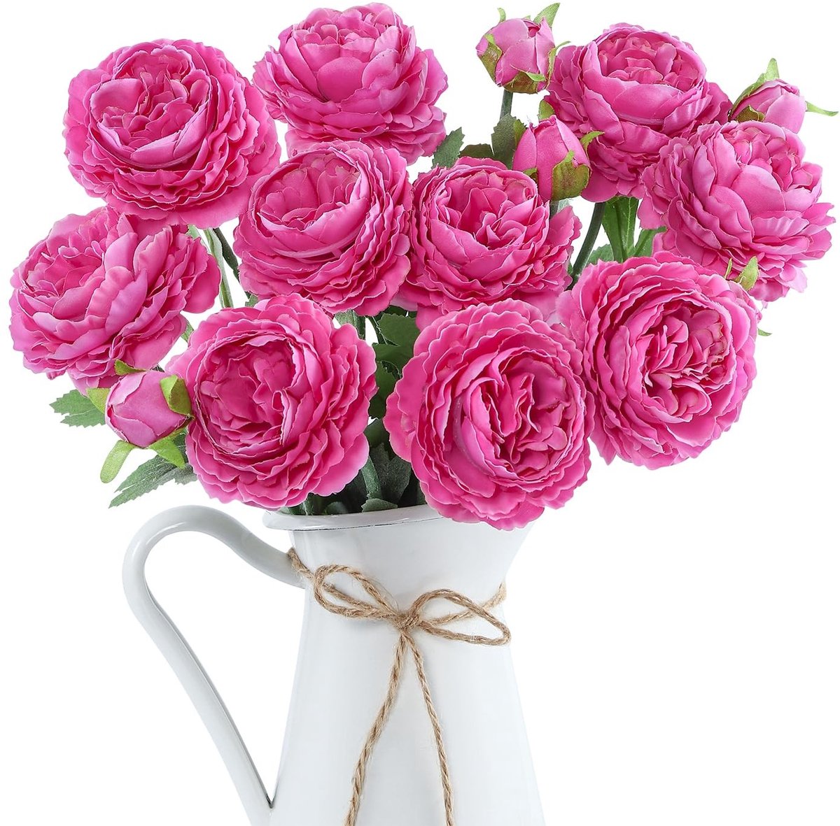 Omgoods- Pioenrozen Kunstbloemen Set van 6 - Ultra-realistisch - Bruiloft/Feest - Tafeldecoratie - Woonkamer/Keuken - 49 cm Lengte