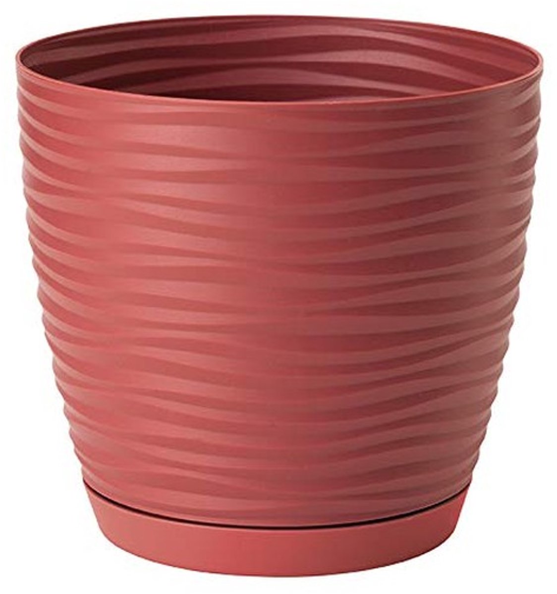Omgoods - Red Plant Pot met 3D Effect en Afvoergaatjes, 17 cm