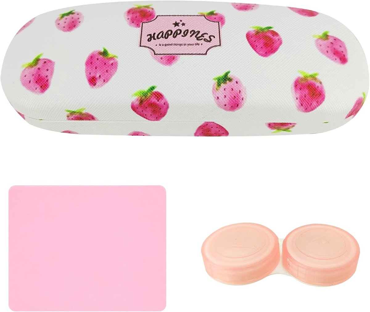 SnelShoppen - Schattige Brilhoezen Hard Case voor Vrouwen en Kinderen, Lichtgewicht Glazen Etui met Aardbei Print, Perfect voor Feesten en Dagelijks G