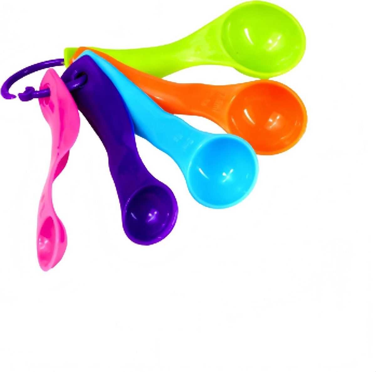 SnelShoppen - Maatlepels Set van 5 Kleurrijke Maatlepels van BPA-vrij Kunststof voor Vloeistoffen en Poeders, Keukenhulp voor Bakken en Koken