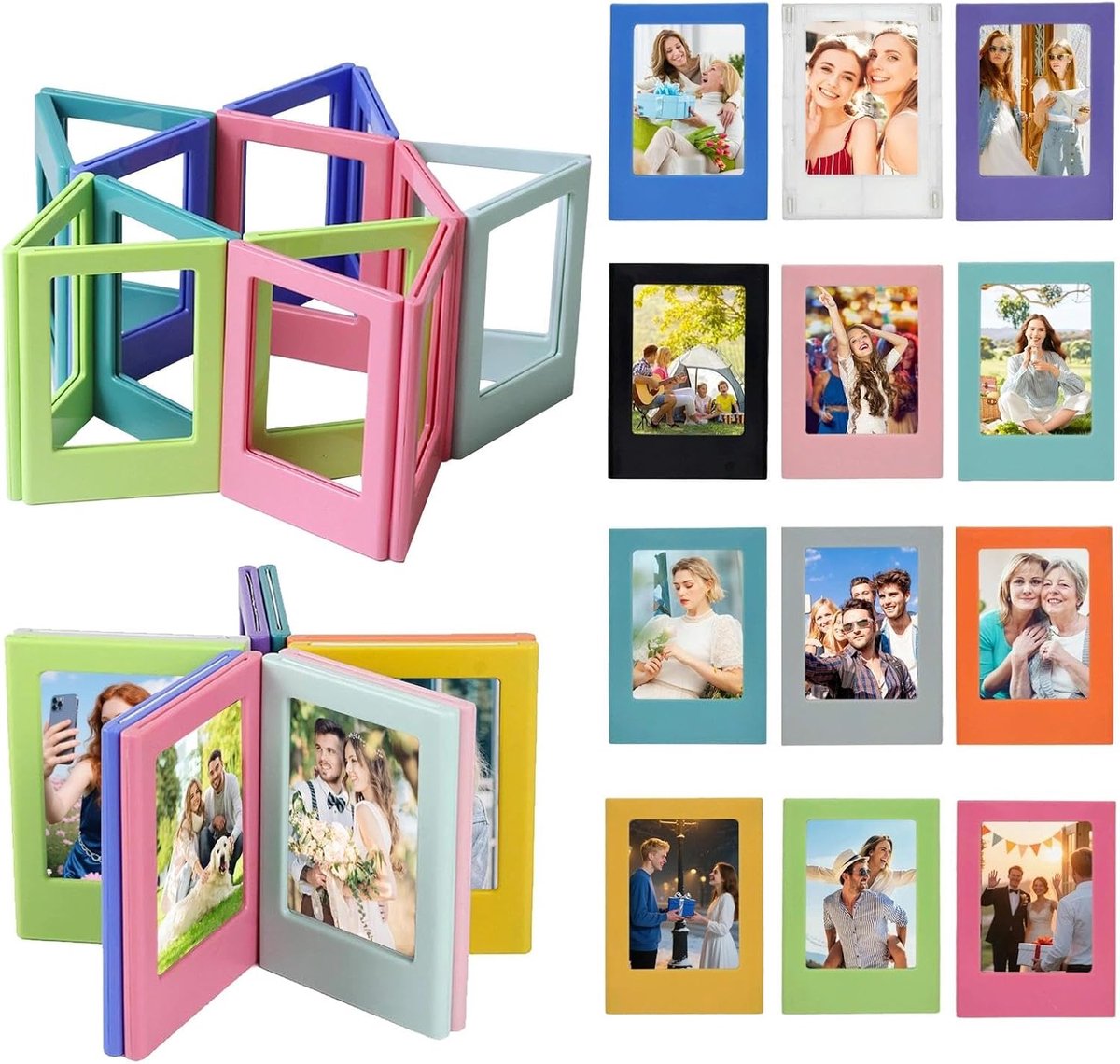 Magnetische Fotolijsten voor Koelkast - 3 Inch Mini Kleurige Fotolijsten - 12 Stuks Herbruikbaar - Bescherm je Foto's - ShopVlot