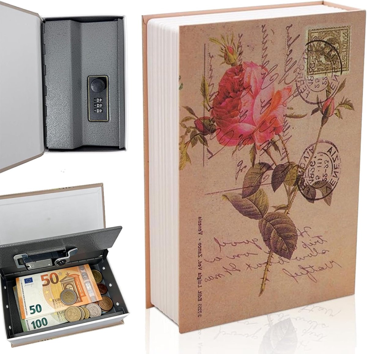 boekenkluis met cijferslot - mini formaat 18 × 11,5 × 5,5 cm - verborgen kluis voor geld en sieraden - SnelShoppen