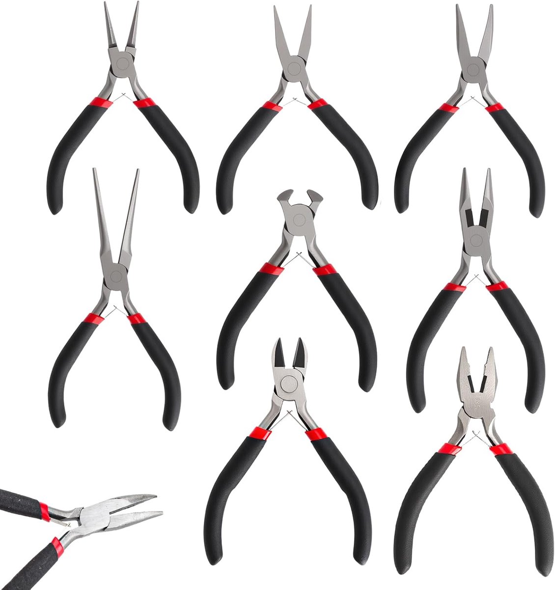 SnelShoppen - 8 Pcs Mini Professionele Juweel Tangenset, Precisie Tangenset voor Juwelen Maken, Modelbouw, Gereedschap voor DIY, Mini Pliers Set