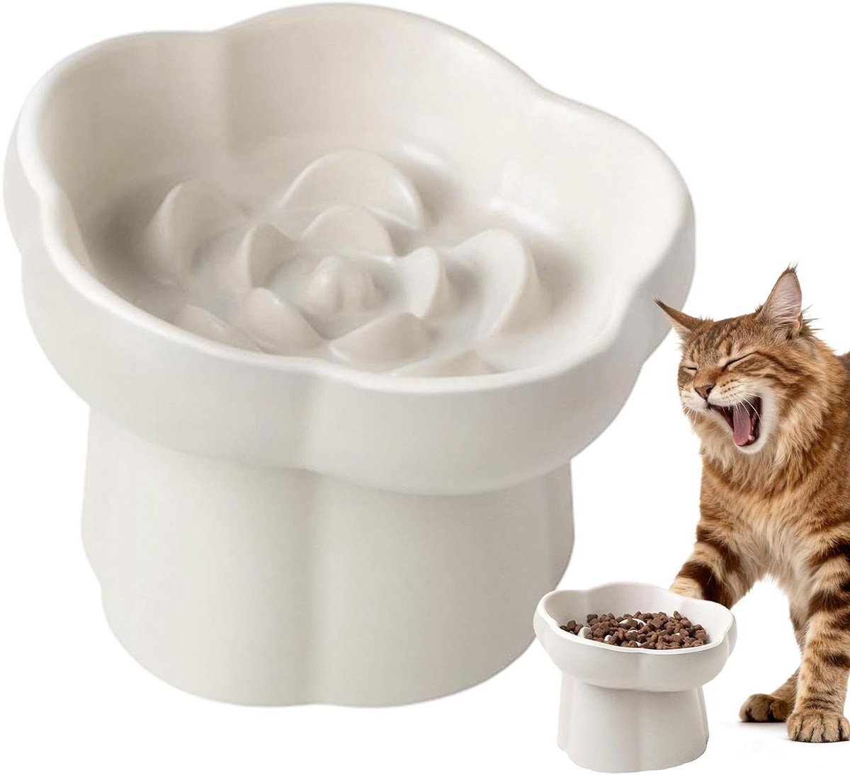 Katten Slow Feeder Kom - Anti-schrokbak Puzzelbak - Langzamer Eten Bevorderen - Duurzaam Keramisch Ontwerp