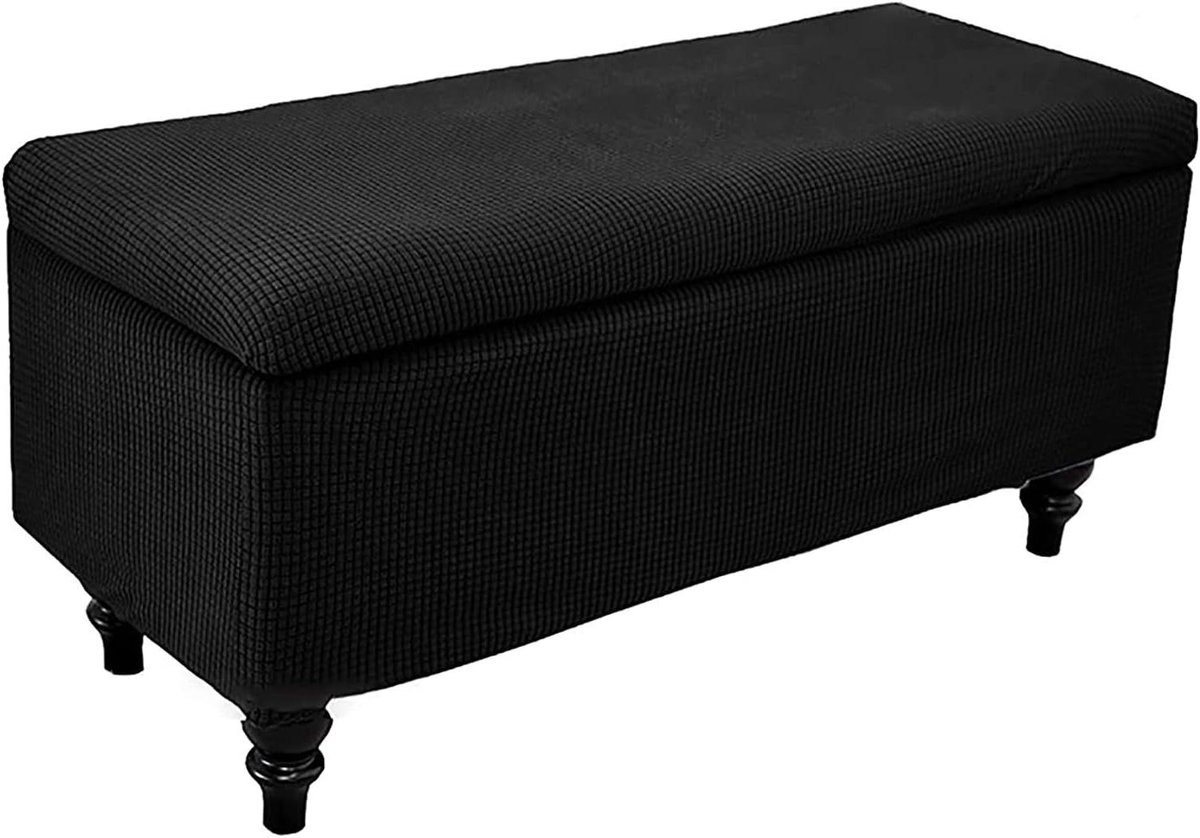 Opbergpoef met Deksel - Voetenbank Meubel - Woonkamer Organisatie - Antislip Bodem - Klein - Zwart