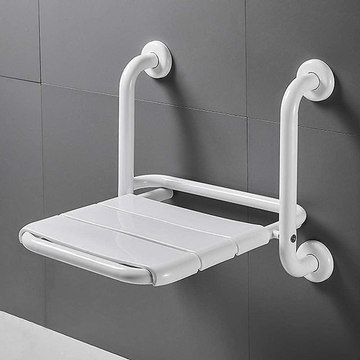 Douchestoel met Armleuning - Badzitje Opvouwbaar - Veilig Douchen - 2-in-1 Stabiliteit - Wandmontage - Wit