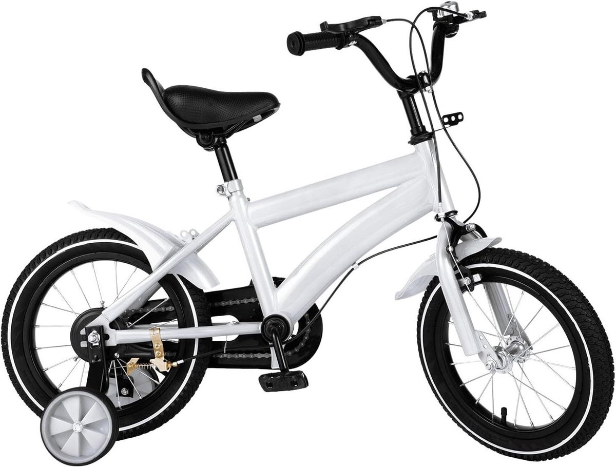 Kinderfiets 14 inch Loopfiets Kinderrijwiel Leren Fietsen Verstelbaar Zadel en Stuur 14 Zoll Wit