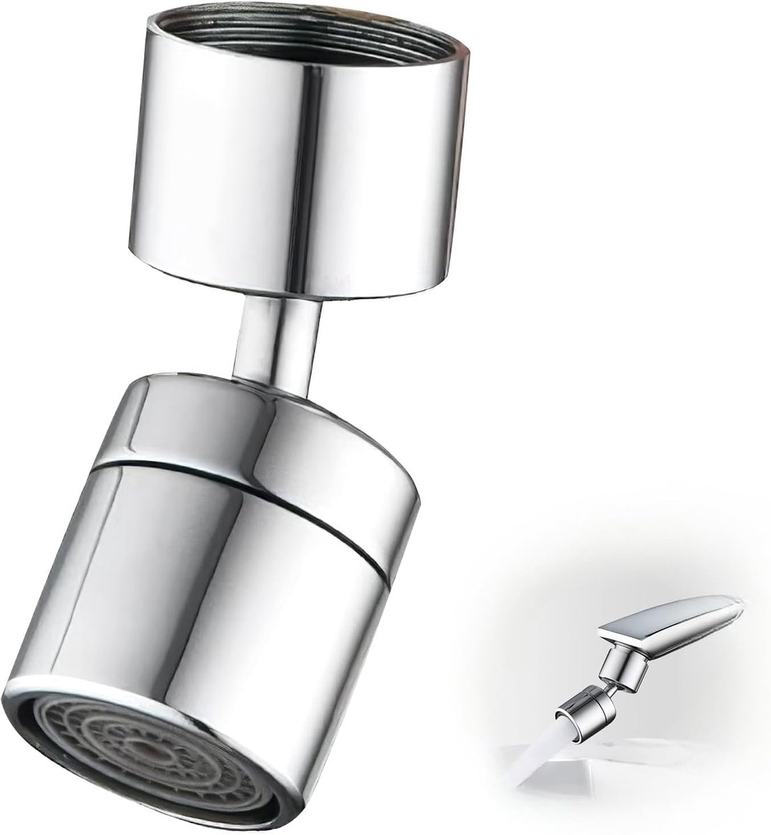 SnelShoppen - Waterkraanaccessoire met 360° draaifunctie, waterbesparende kraanverlenging voor M22, zwart, ideaal voor keuken en tuin