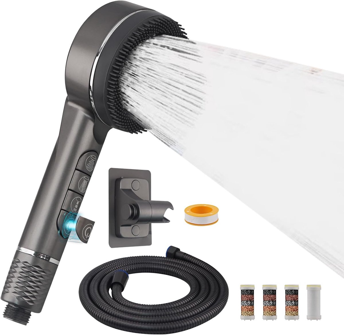 SnelShoppen - Handdouche Douchestraal Verstelbaar 3-in-1 - Chroom - Hoogwaardige Kwaliteit - Ideaal voor Badkamer, Douche, Camping, Tuin