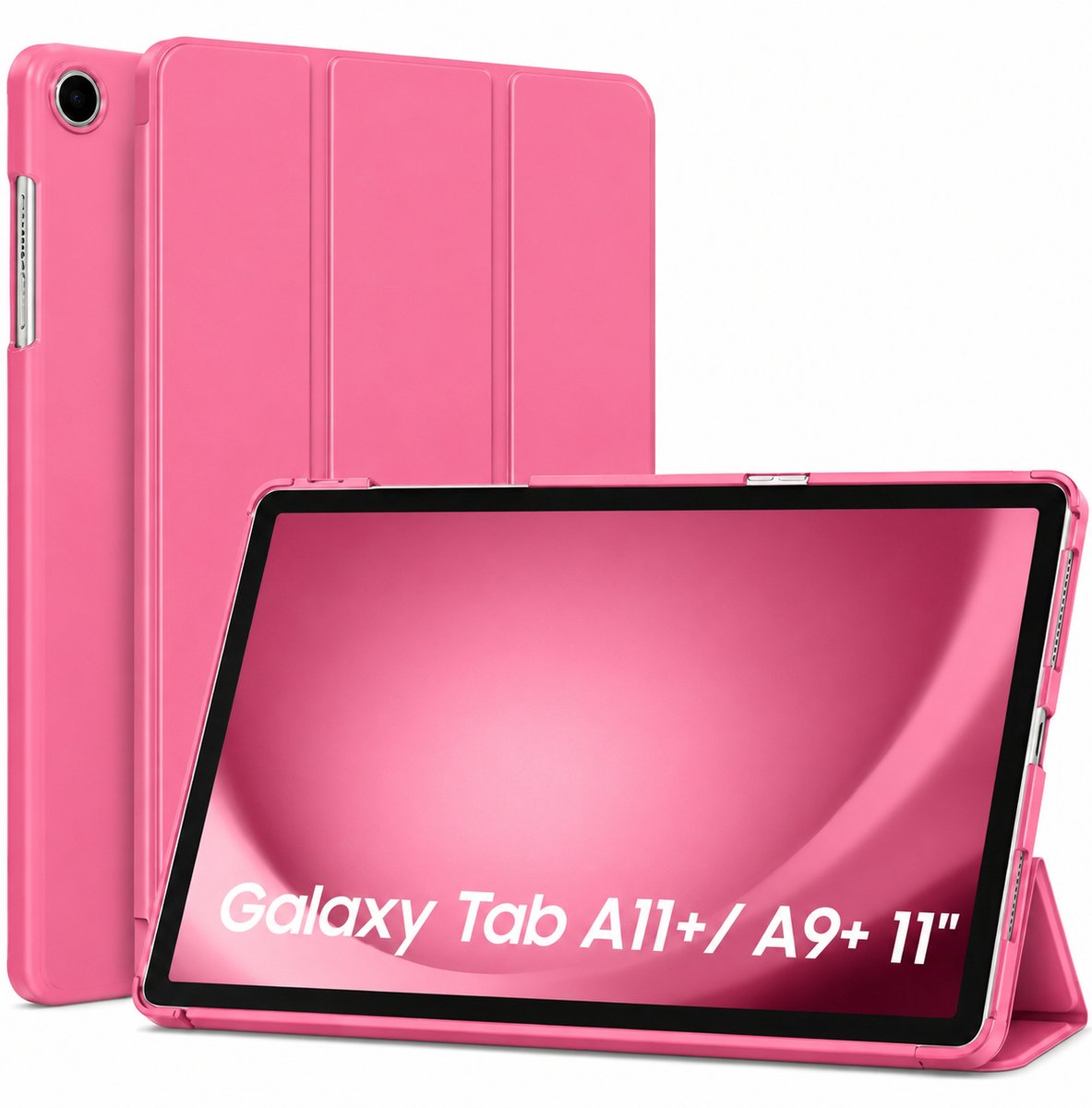 Sounix Tablet Hoes Geschikt voor Samsung Galaxy Tab A9 Plus / A11 Plus - Hoesje - Transparant - Roze rood