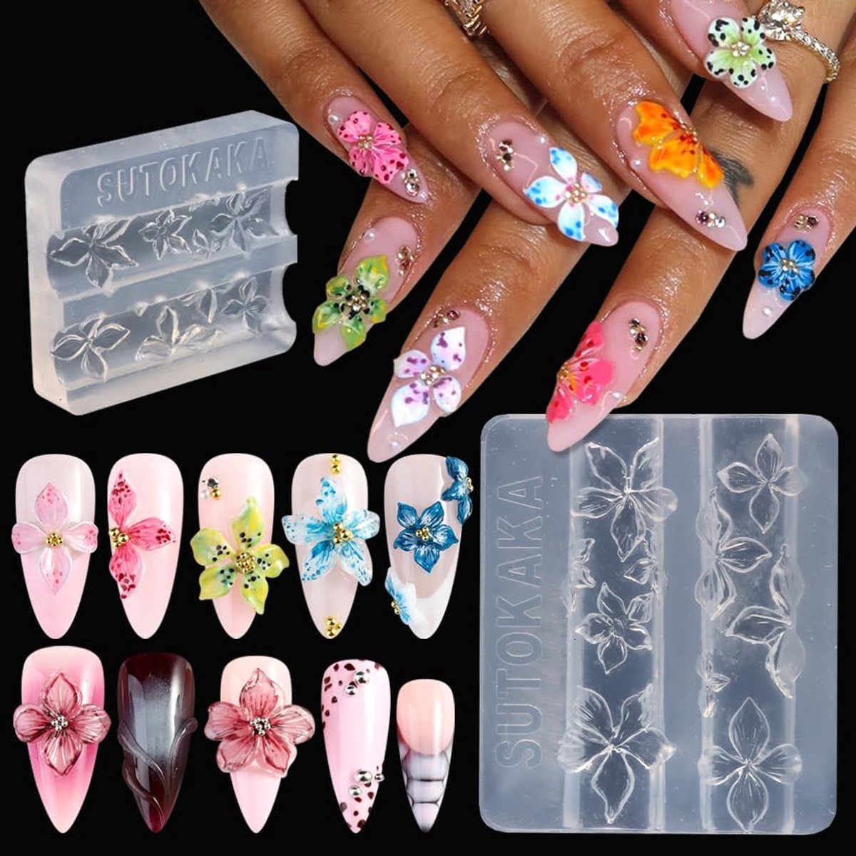 Nail Art Moulds - 3D Hibiscus Bloem Design - Transparante Silicone - Precisie in Nagelkunst - ShopVlot