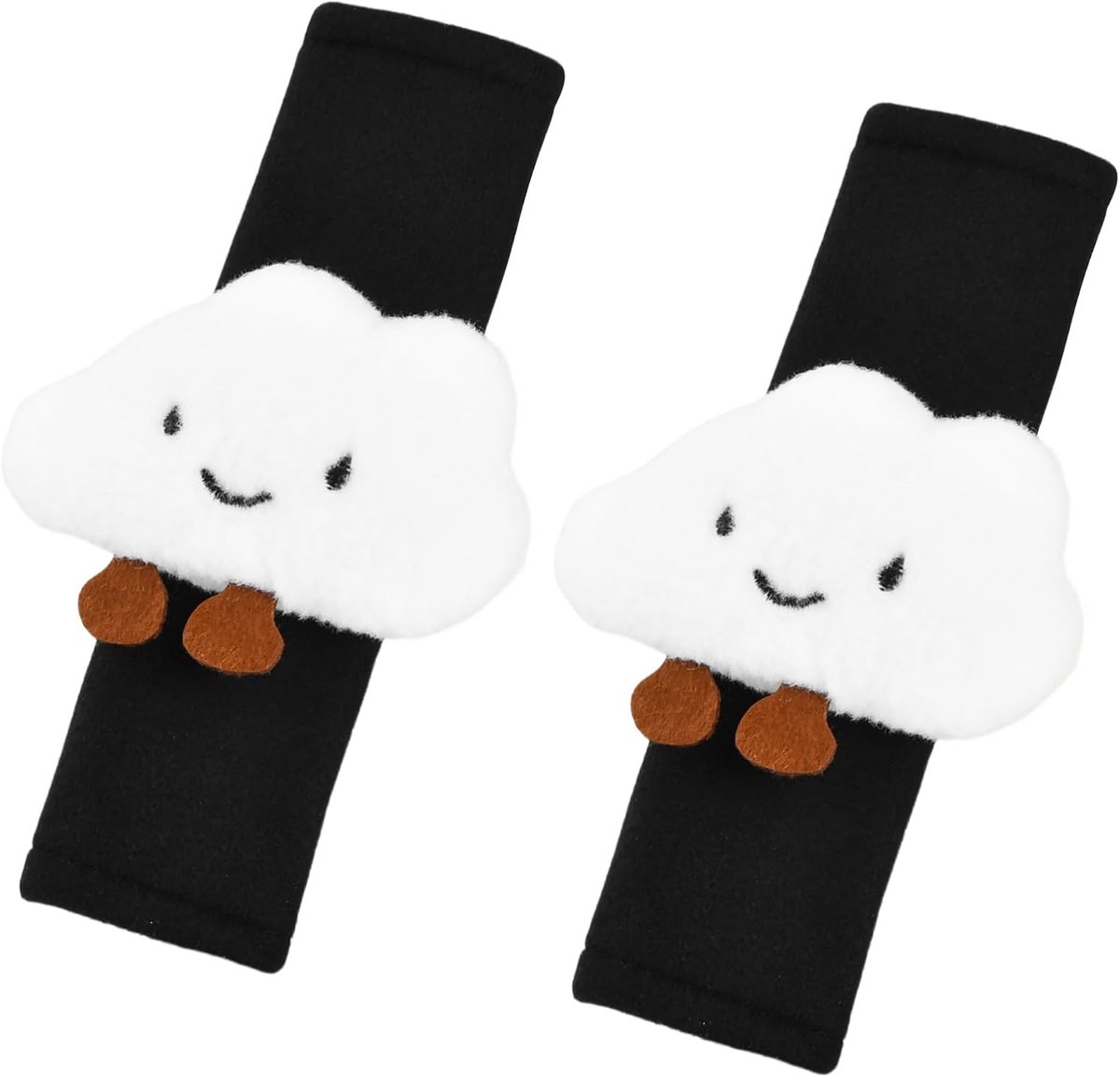 SnelShoppen - 2 Stuks Autogordel Beschermers met Witte Wolkenpatroon - Comfortabele Suède Kussens voor Kinderen en Volwassenen - Verhoogde Veiligheid