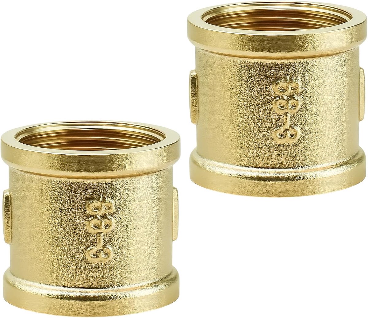 Brass 1 inch - dubbele vrouwelijke draad - robuuste messing connector - ideaal voor pijpverbindingen - ShopVlot