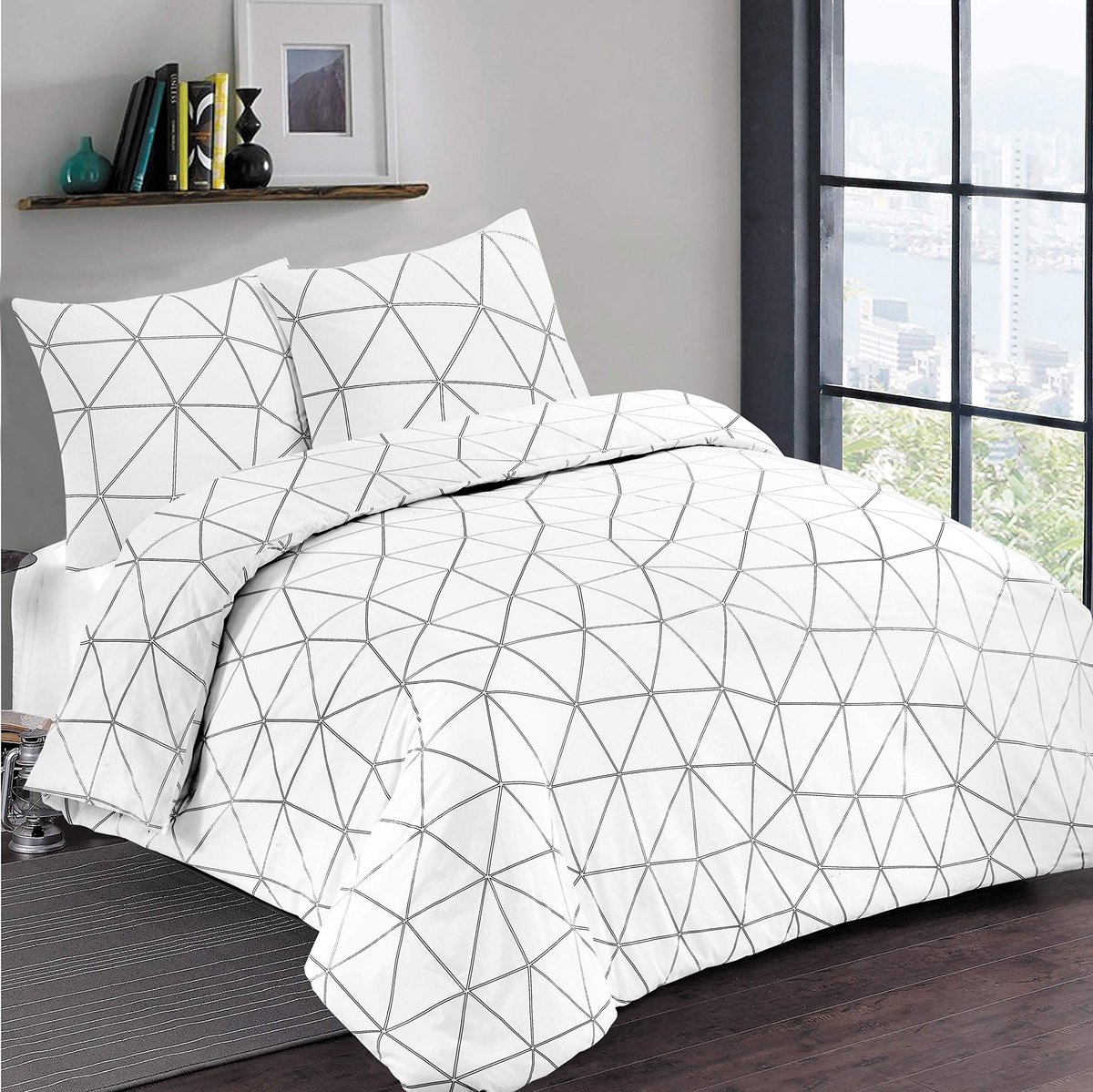 Omgoods - Dekbedovertrekset Hugo Grijs 240 x 220 cm met 2 Kussenslopen