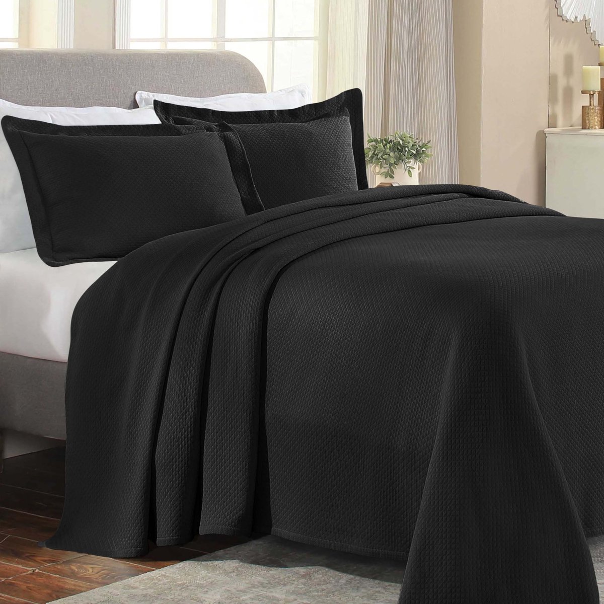 Omgoods - Luxe Solitaire Katoenen 3-delig Bedgoedsset - Zwart