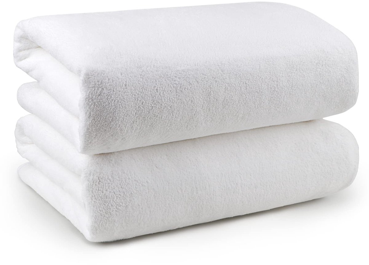 Omgoods - Set van 2 Zachte Microvezel Handdoeken - 27x54cm - Ademend en Sneldrogend - Wit