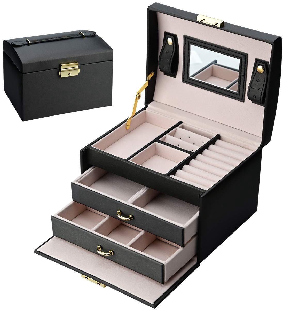 Omgoods - Lockable Sieradenbox met 2 Laden en 3 Lagen