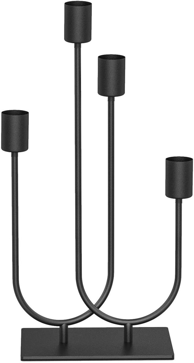Omgoods - Set van 4 Zwarte Kaarsenhouders voor Taper Candles