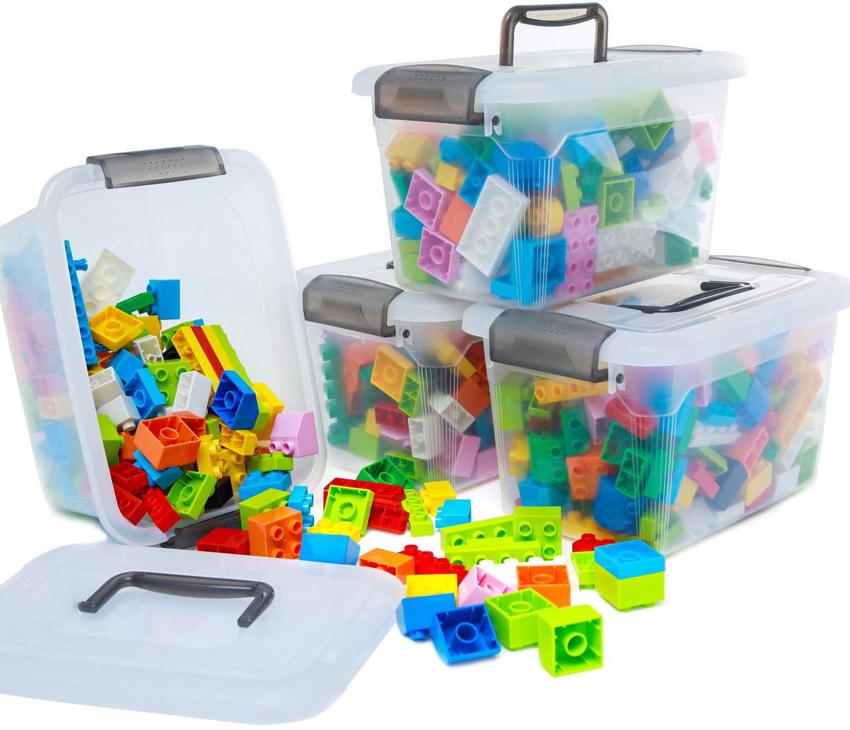 Omgoods - 4 Stuks Opbergdozen van Plastic met Deksel