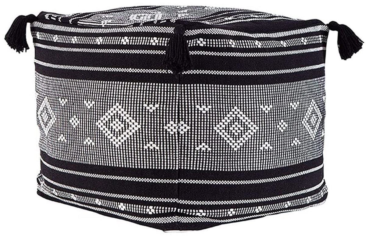 Omgoods - Katoenen Woven Pouf met Kwasten voor Woonkamer en Slaapkamer