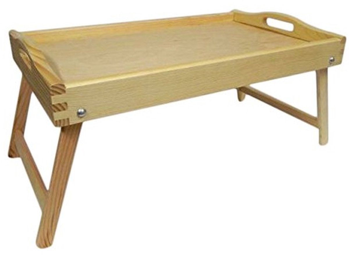 Omgoods - Houten Bedlade met Inklapbare Poten voor Ontbijt op Bed Onbehandeld