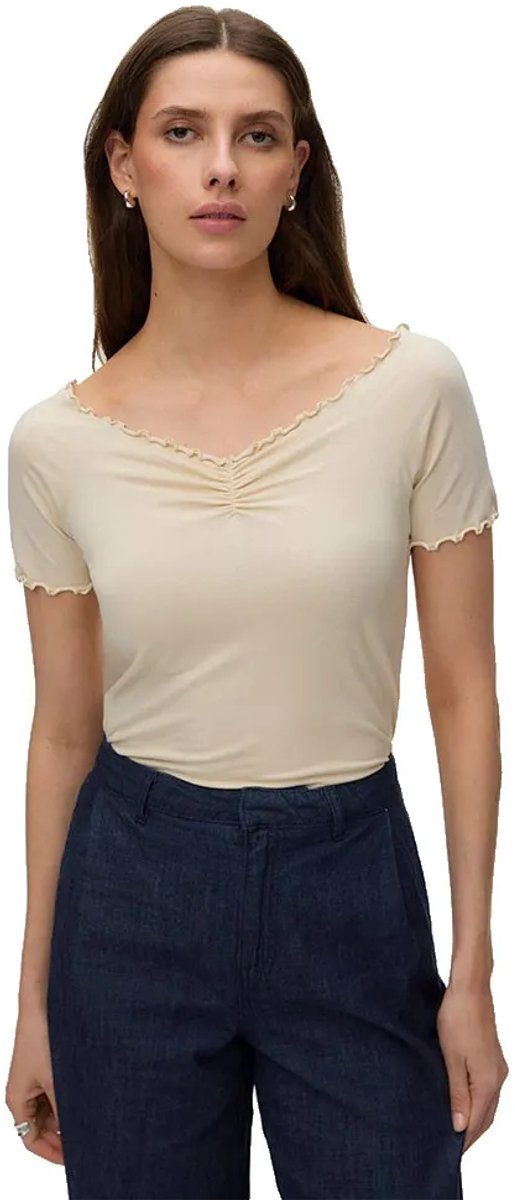 Vero Moda Awamyra Off Shoulder T-shirt Met Korte Mouwen Beige M Vrouw