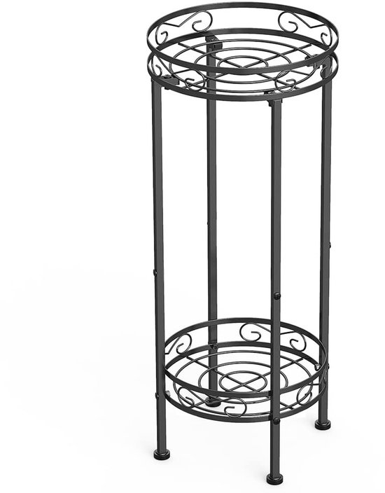 Omgoods - Metalen Plant Stand met 2 Niveaus in Zwart