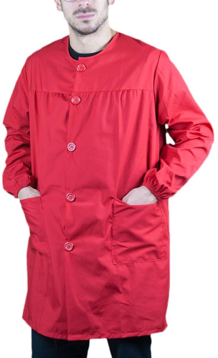 Omgoods - Unisex Badjas met Grote Knopen en Pockets - Rood S/M