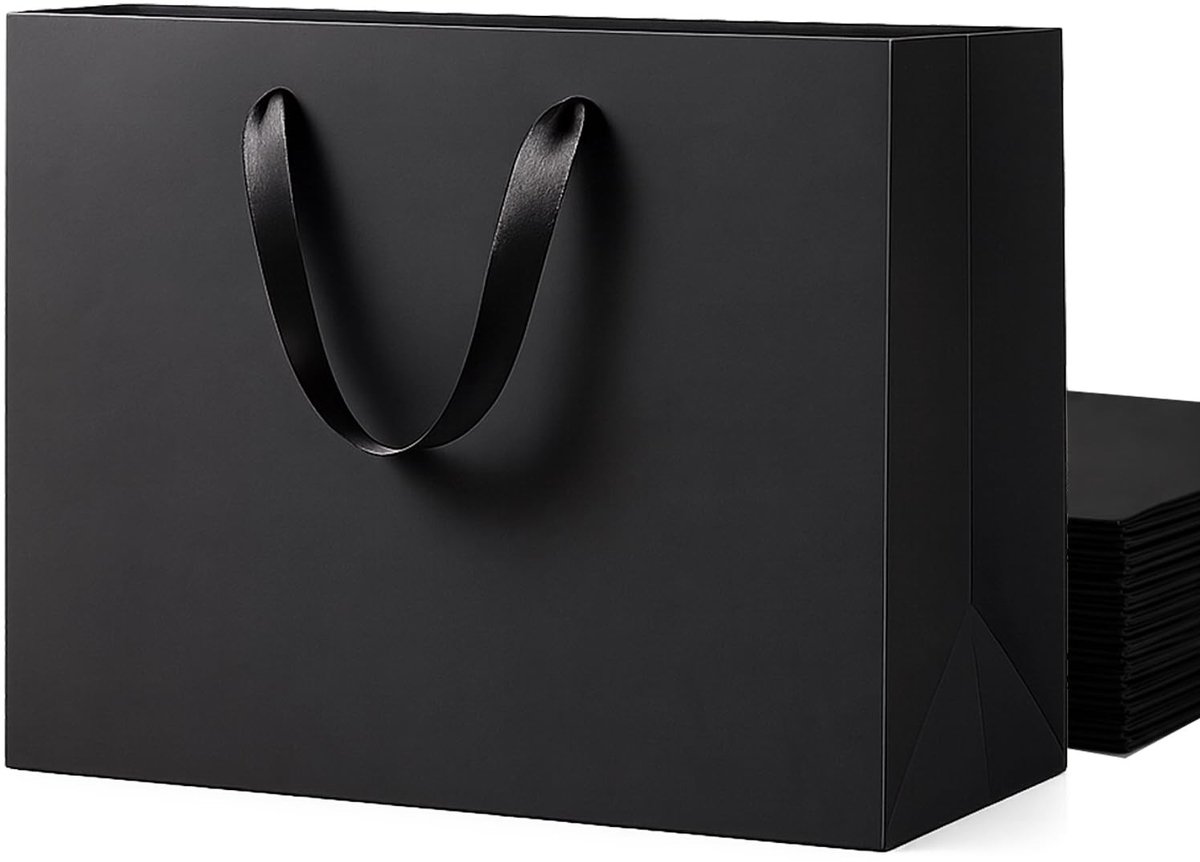 Omgoods - Set van 10 Extra Grote Cadeautassen in Zwart